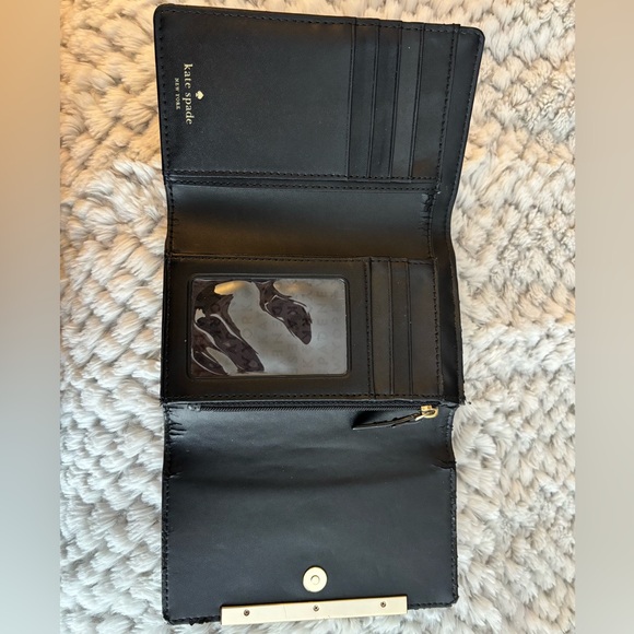 Kate Spade New York Black Leather Wallet – Gold Bar Accent - Picture 5 of 6